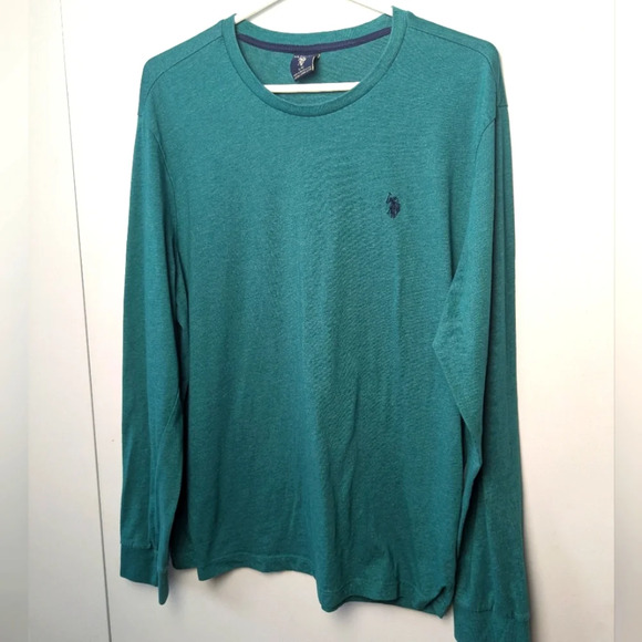 2/25$ U.S POLO ASSN Men long Sleeve shirt emeraude color Stretch size large - Picture 1 of 9
